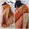 Orange color raw silk weaving saree with rich pallu