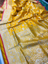 Yellow color kanchipuram silk handloom saree