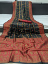 Black color ghicha silk saree with zari woven work