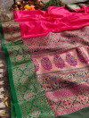 Pink color banarasi silk saree with weaving work