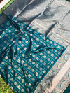 Rama green color lichi silk weaving saree with zari work
