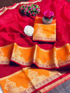 Red color doriya Soft cotton saree