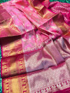 Pink color kanchipuram handloom weaving silk saree with zari woven work