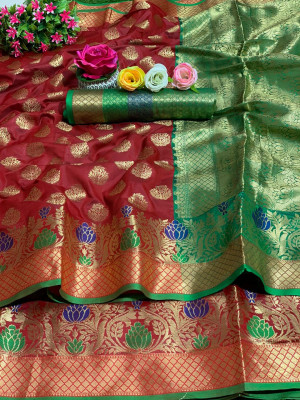 Soft banarasi silk saree with woven work