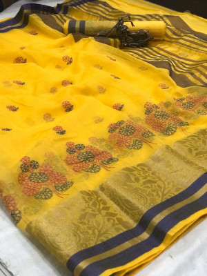 Cotton saree with jacquard border and rich pallu
