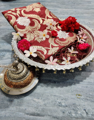 Red clor soft banarasi silk weaving saree with zari work