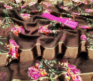 Soft cotton printed saree