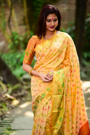 Soft banarasi silk weaving meenakari saree with zari work