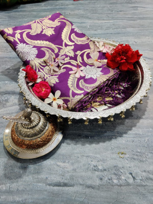 Magenta color soft banarasi silk weaving saree with zari work
