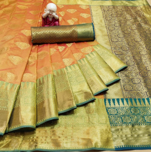 Lichi silk saree with zari woven rich pallu