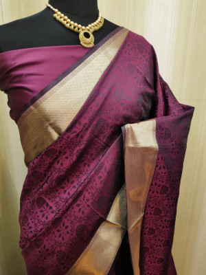 Soft satin silk saree with zari woven work