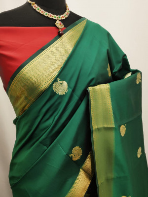 Green color Paithani silk zari work saree