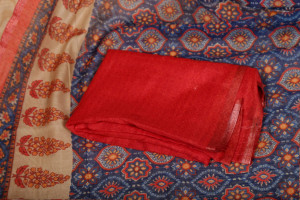Linen cotton saree with zari work