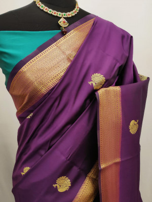 Purple color Paithani silk zari work saree