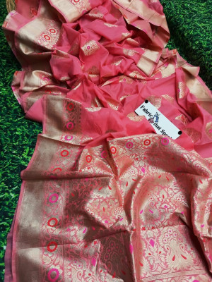 Gajari color soft linen silk saree