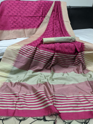Raw silk saree with embroidered work