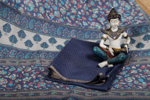 Linen cotton saree with zari work