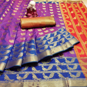 Lichi silk saree with zari woven rich pallu