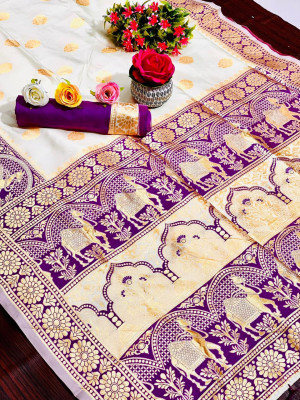 Purple color soft silk saree with rich pallu