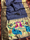 Navy blue color paithani silk saree with attractive pallu