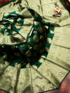 Green color soft banarasi silk saree with golden zari weaving work