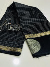 Black color soft linen silk saree