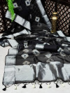Black color soft organza silk saree with zari weaving bandhani print
