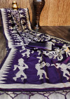Purple color raw silk saree with woven contrast pallu