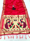 Gajari color paithani silk saree with attractive zari weaving pallu