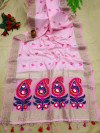 Pink color pure handloom saree with meenakari work