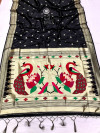 Black color paithani silk saree with attractive zari weaving pallu