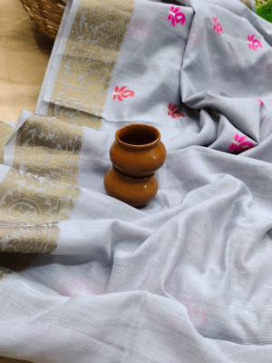 Gray color pure handloom saree with meenakari work