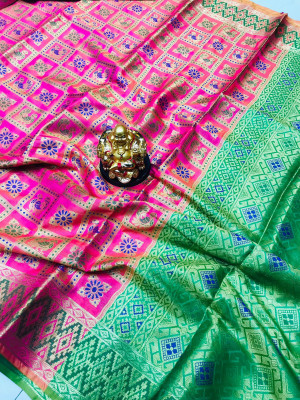 Lichi silk saree with golden zari weaving work