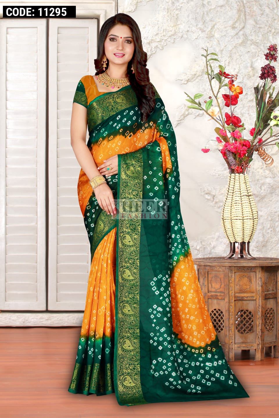 Brown Colour New Bandhani Saree - SareesWala.com