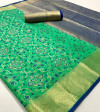 Sea green color banarasi silk saree with heavy weaving work
