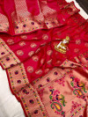 Pink color paithani silk saree with meenakari weaving border