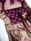 Magenta color paithani silk saree with meenakari weaving border