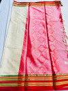 White color kanchipuram silk saree with golden zari weaving work