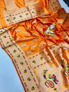 Mustard yellow color paithani silk saree with meenakari weaving border