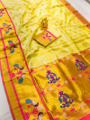 Off white color paithani silk saree with golden zari weaving work