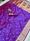 Purple color paithani silk saree with goldan zari  weaving work