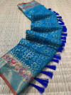 Firoji color patola silk saree with woven design