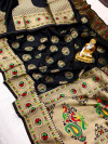 Black color paithani silk saree with meenakari weaving border