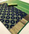 Navy blue color banarasi silk saree with heavy weaving work
