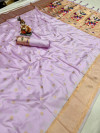 Lavender color paithani silk saree with goldan zari  weaving work
