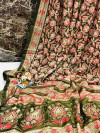 Mahendi green  color soft pashmina silk saree with printed work