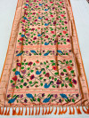 Orange color paithani silk saree with golden zari weaving work