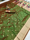 Mahendi green color paithani silk saree with goldan zari  weaving work