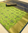 Parrot green color banarasi silk saree with heavy weaving work