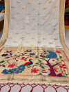 White color paithani silk saree with woven design pallu
